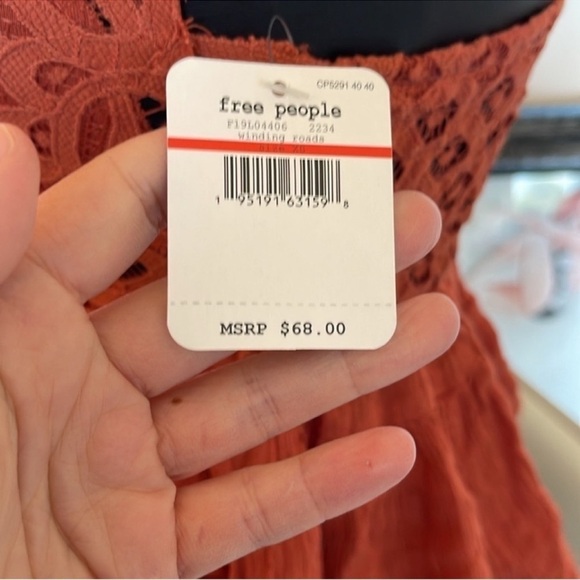 NEW Free People Adella Crochet Lace Ruffled Cami Spaghetti Strap Tank -R… - Picture 9 of 10